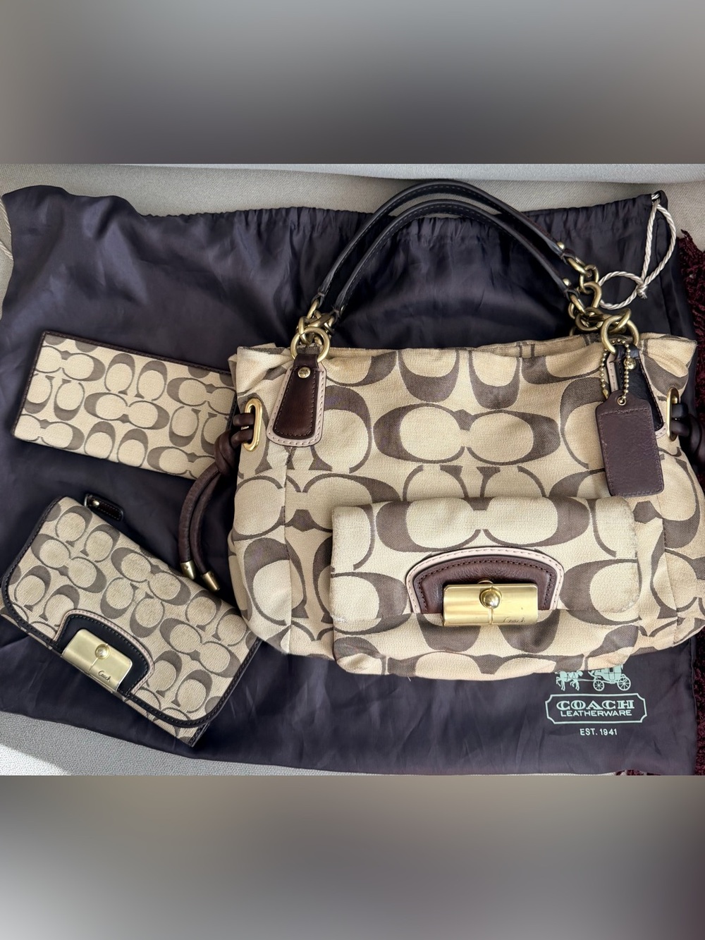 Vintage Coach Legacy 12868 Signature Turnlock Bag Wallet Set Y2K 2008